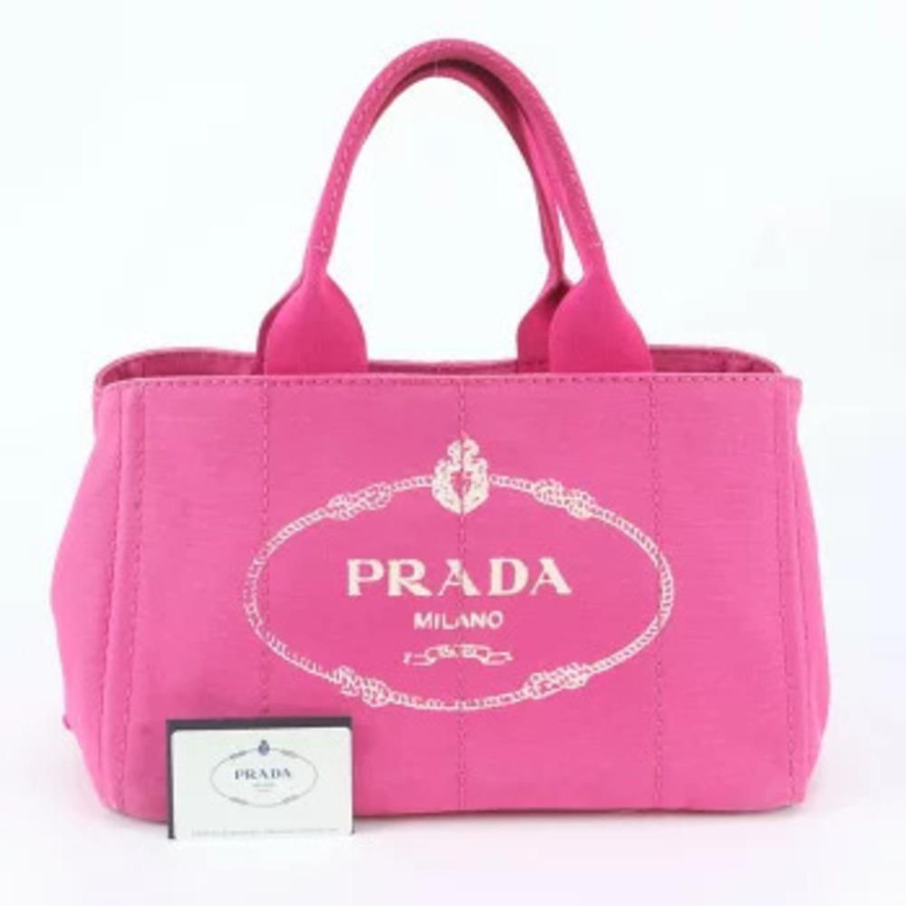Prada Canapa 2Way Shoulder Tote Bag Card The Pink